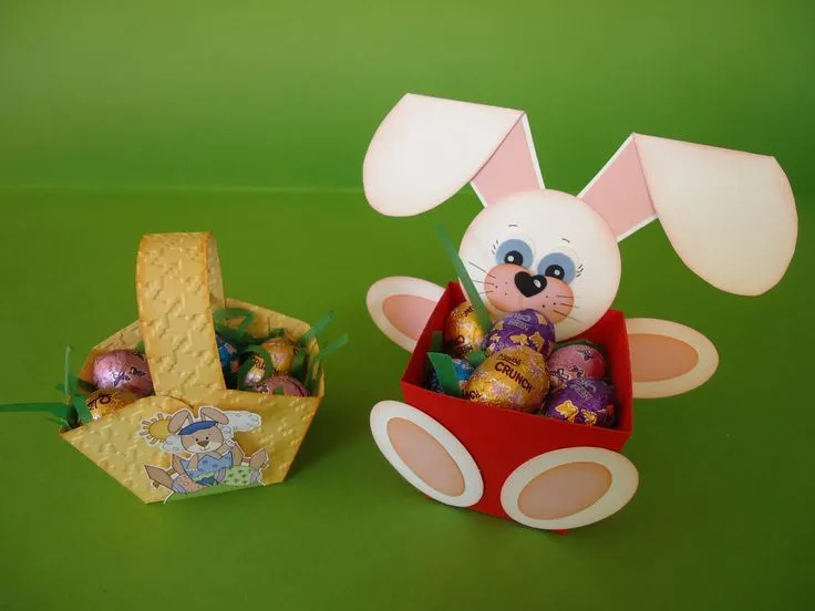 Canastita y cajita con conejo de Pascua | CAJITAS CON DULCES ...