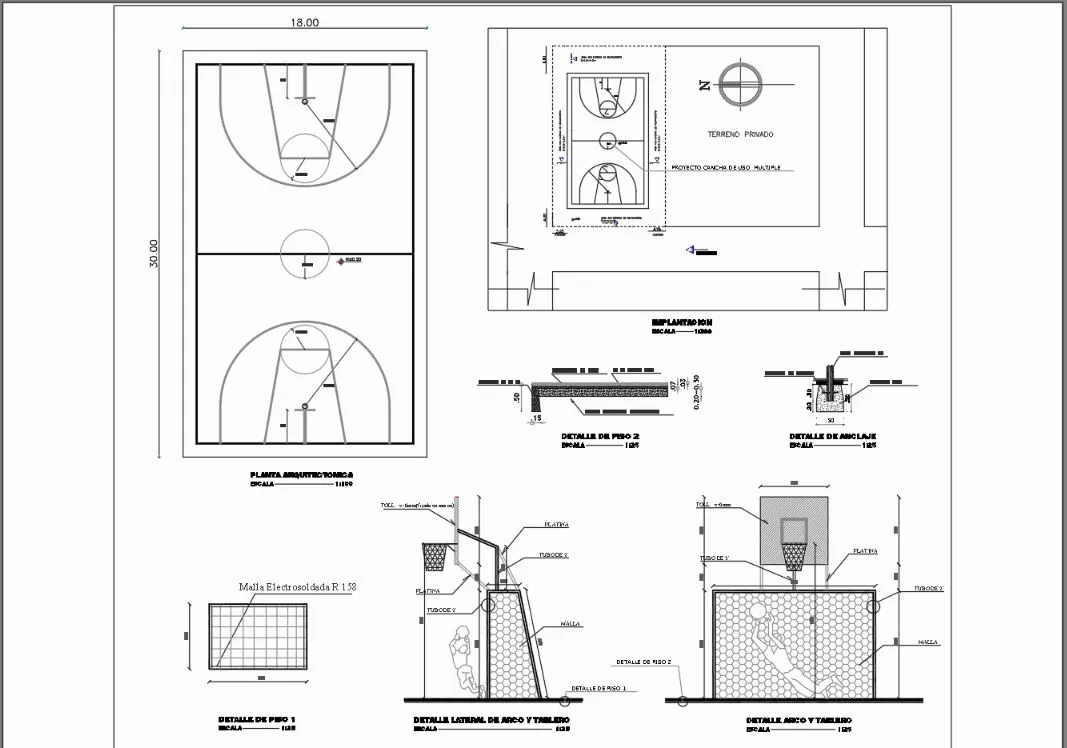 Cancha de uso múltiple en AutoCAD | Descargar CAD (210.68 KB) | Bibliocad Cancha de uso múltiple en AutoCAD | Descargar CAD (210.68 KB) | Bibliocad
