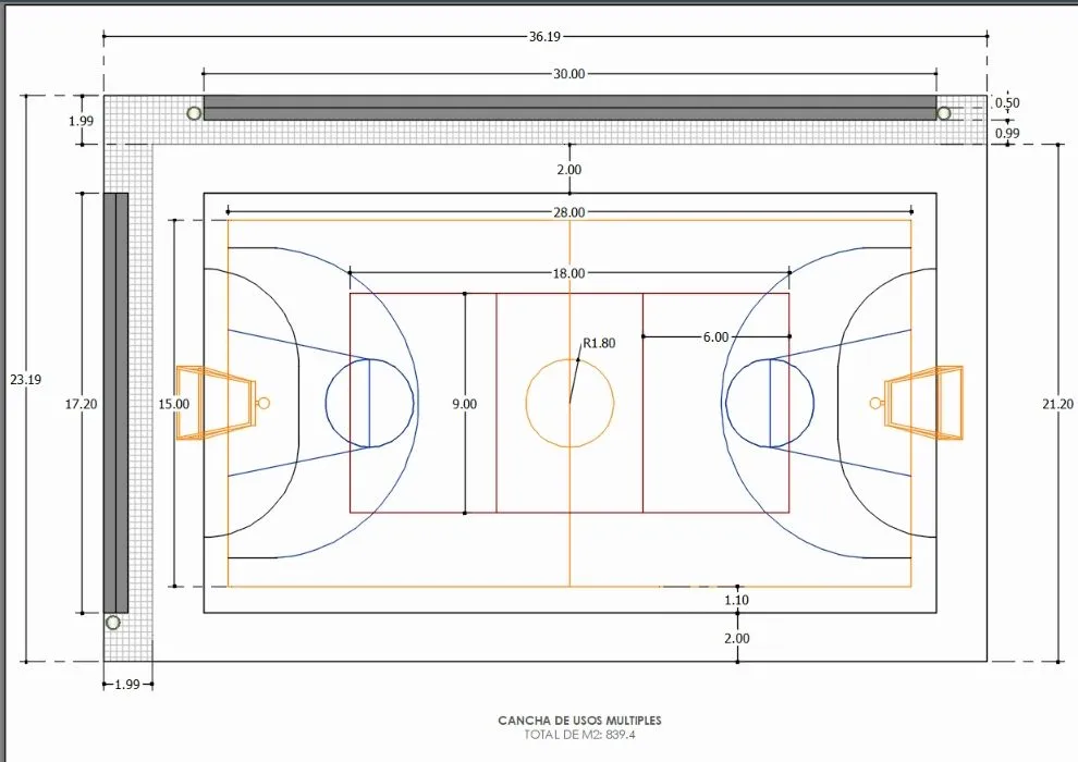 Cancha de usos múltiples en AutoCAD | Descargar CAD gratis (34.25 KB) | Bibliocad Cancha de usos múltiples en AutoCAD | Descargar CAD gratis (34.25 KB) | Bibliocad