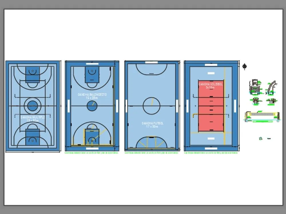Canchas deportivas en AutoCAD | Descargar CAD (137.96 KB) | Bibliocad Canchas deportivas en AutoCAD | Descargar CAD (137.96 KB) | Bibliocad