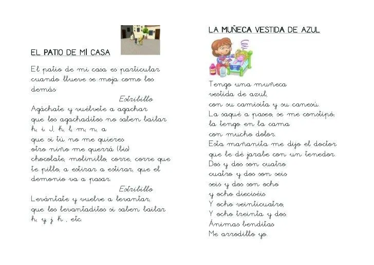 Canciones infantiles tradicionales letra de cole