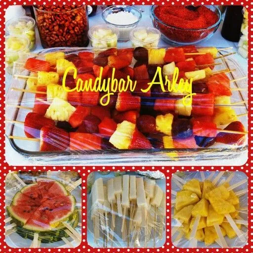 Candybar Salado con fruta y fuente de chamoy, sigueme por face ...