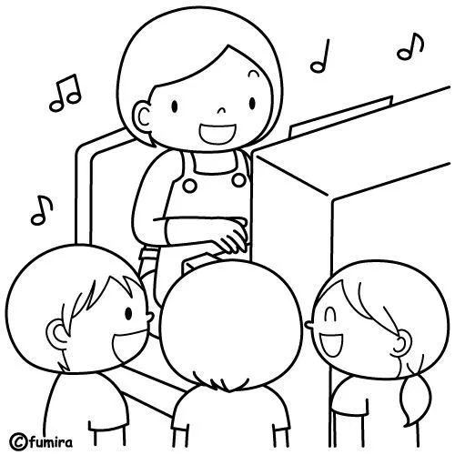 DIBUJOS DE NIÑOS CANTANDO PARA COLOREAR