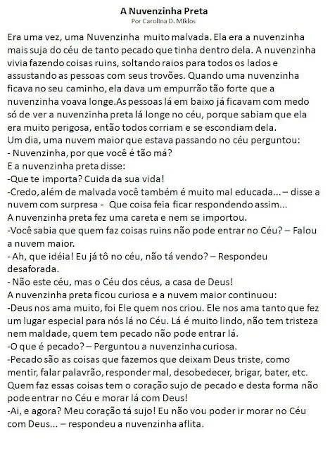 CANTINHO DAS HISTÓRIAS BÍBLICAS: HISTÓRIA MORAL A NUVENZINHA PRETA CANTINHO DAS HISTÓRIAS BÍBLICAS: HISTÓRIA MORAL A NUVENZINHA PRETA
