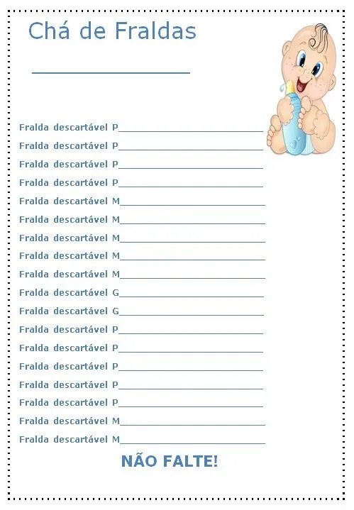 Lista de cha de fralda - Imagui