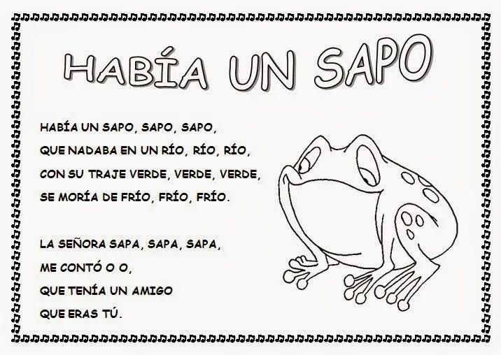 CANTORES INFANTILES: HABÍA UN SAPO. PICTOGRAMAS.