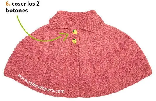 Capa con cuello para niñas - Tejiendo Perú