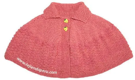 Capa con cuello para niñas - Tejiendo Perú