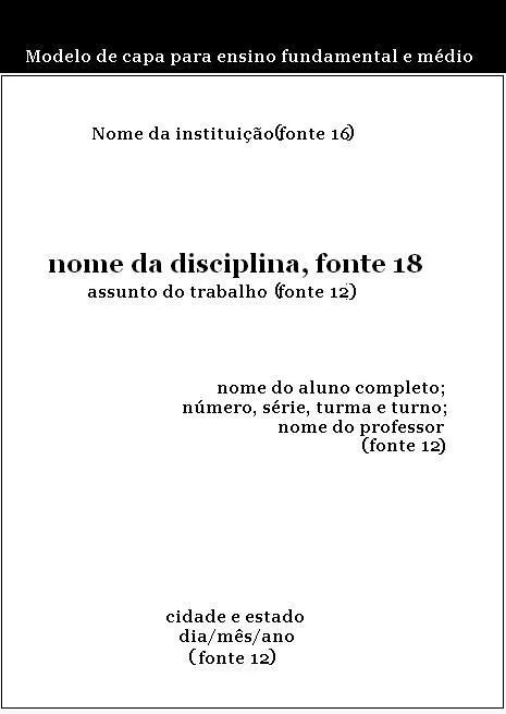 Capa de Trabalho ABNT - Confira Modelos Para Trabalho Escolar Capa de Trabalho ABNT - Confira Modelos Para Trabalho Escolar