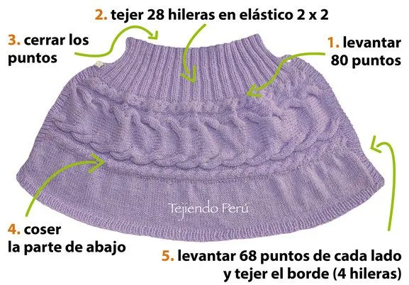 Capa con trenzas para niñas - Tejiendo Perú