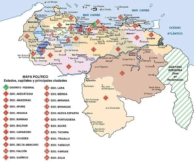 Mapas de Venezuela con sus capitales y estados - Imagui