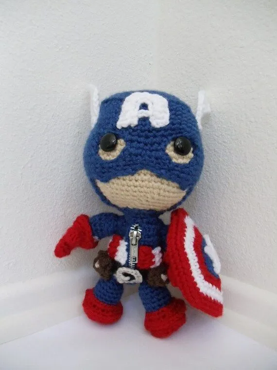 Captain America inpired Amigurumi crocheted stuffed by YarrrnIt Captain America inpired Amigurumi crocheted stuffed by YarrrnIt