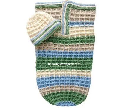 Capullo o cocoon y gorro en waffle crochet - Tejiendo Perú...