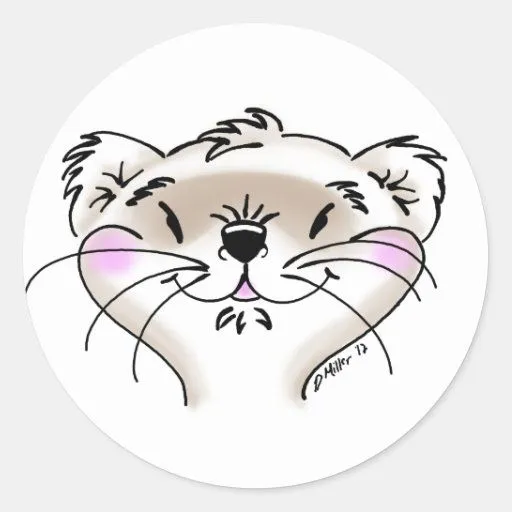 Cara cómica linda del hurón etiquetas redondas de Zazzle.