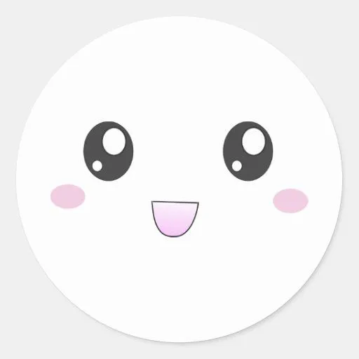 Cara feliz de Kawaii Pegatina Redonda | Zazzle Cara feliz de Kawaii Pegatina Redonda | Zazzle