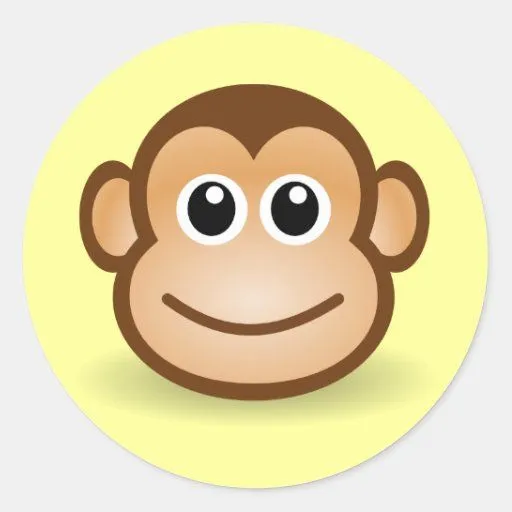 Cara feliz del mono del dibujo animado lindo etiqueta de Zazzle.