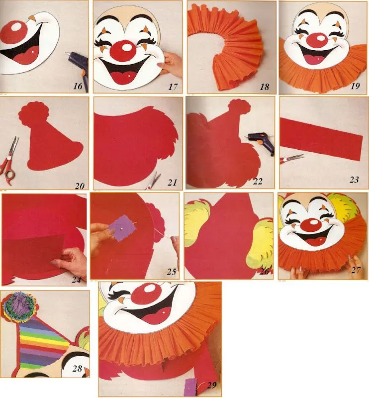 Cara de payaso en goma eva o foami Piñata picara cuando estornuda ...