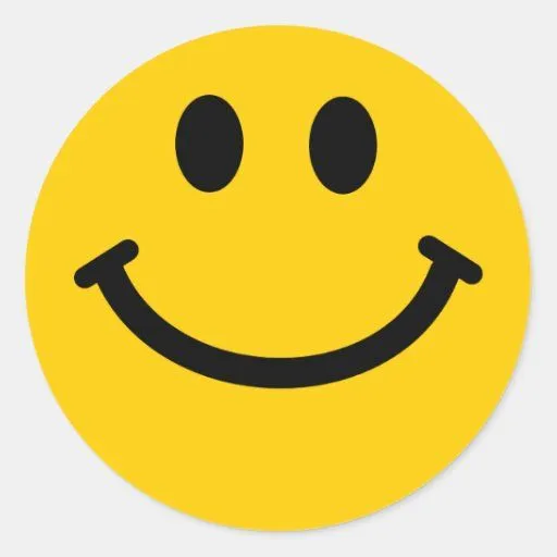 Cara sonriente amarilla pegatina redonda | Zazzle