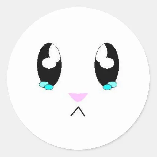 Cara triste del conejito de Kawaii Pegatina Redonda | Zazzle