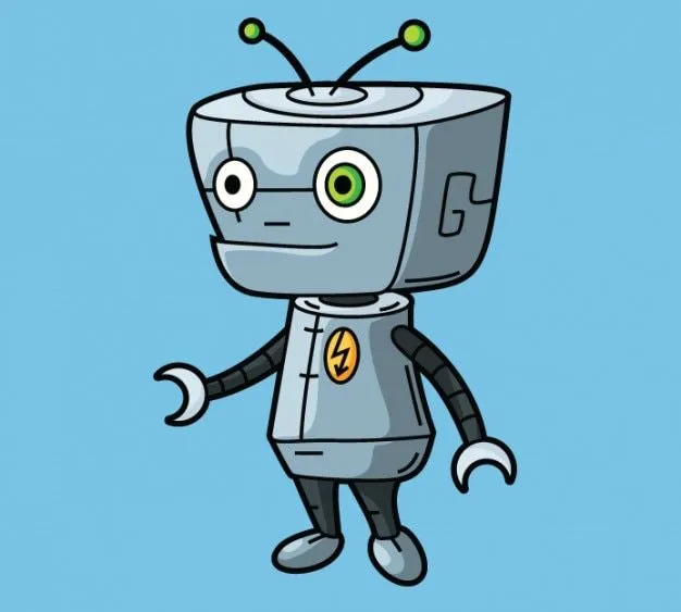 Carácter lindo del robot en el diseño de dibujos animados ...