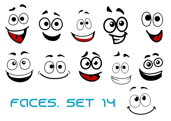 Caras de dibujos animados con felicidad y expresiones alegres ...