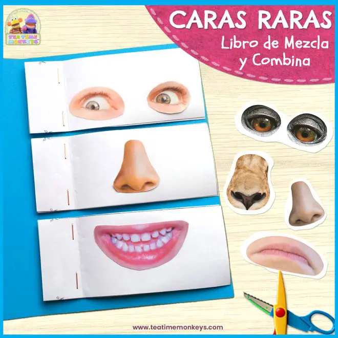 Caras Raras – Libro de Mezcla y Combina con Partes de la Cara para Imprimir - Tea Time Monkeys Caras Raras – Libro de Mezcla y Combina con Partes de la Cara para Imprimir - Tea Time Monkeys