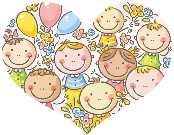 Caras de los niños en forma de corazón — Vector stock ... Caras de los niños en forma de corazón — Vector stock ...
