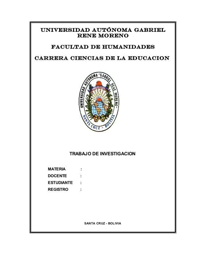 caratula Ciencias de la educacion uagrm