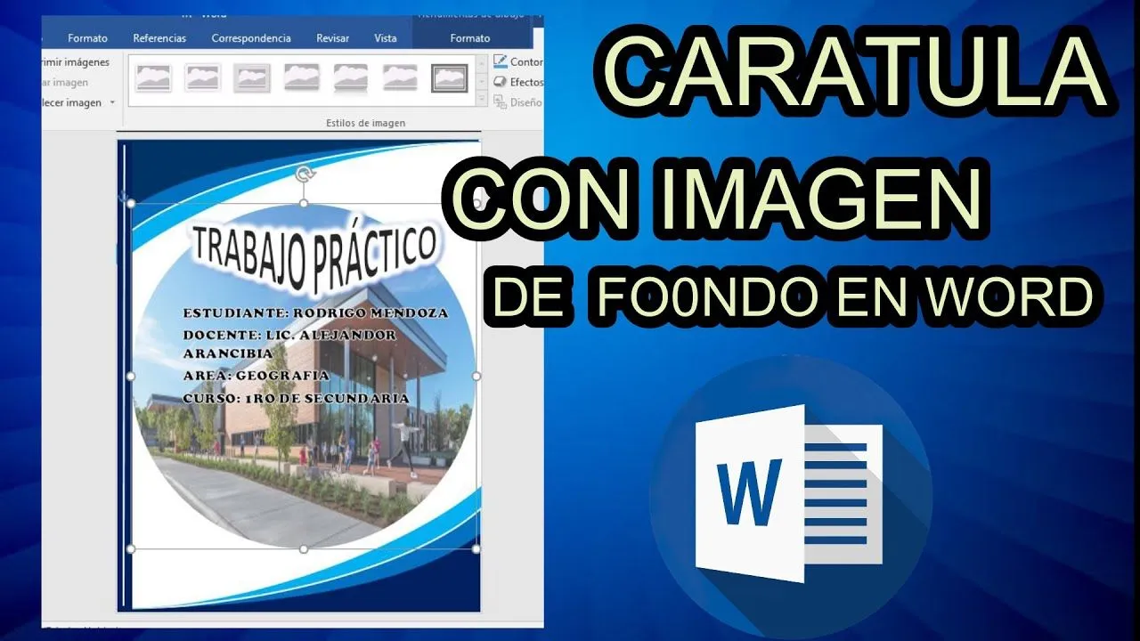 COMO hacer una CARATULA con Imagen de Fondo en WORD - YouTube