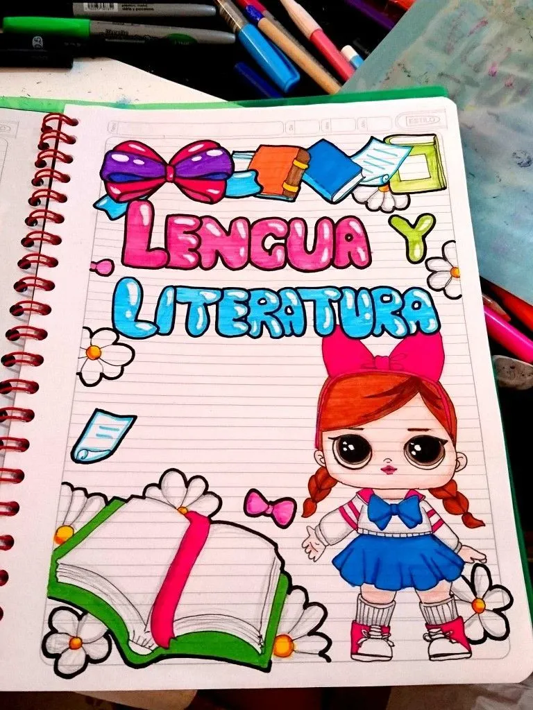 Caratula o portada de lengua y literatura | Formas de marcar cuadernos,  Marcas de cuadernos, Imagenes para marcar cuadernos