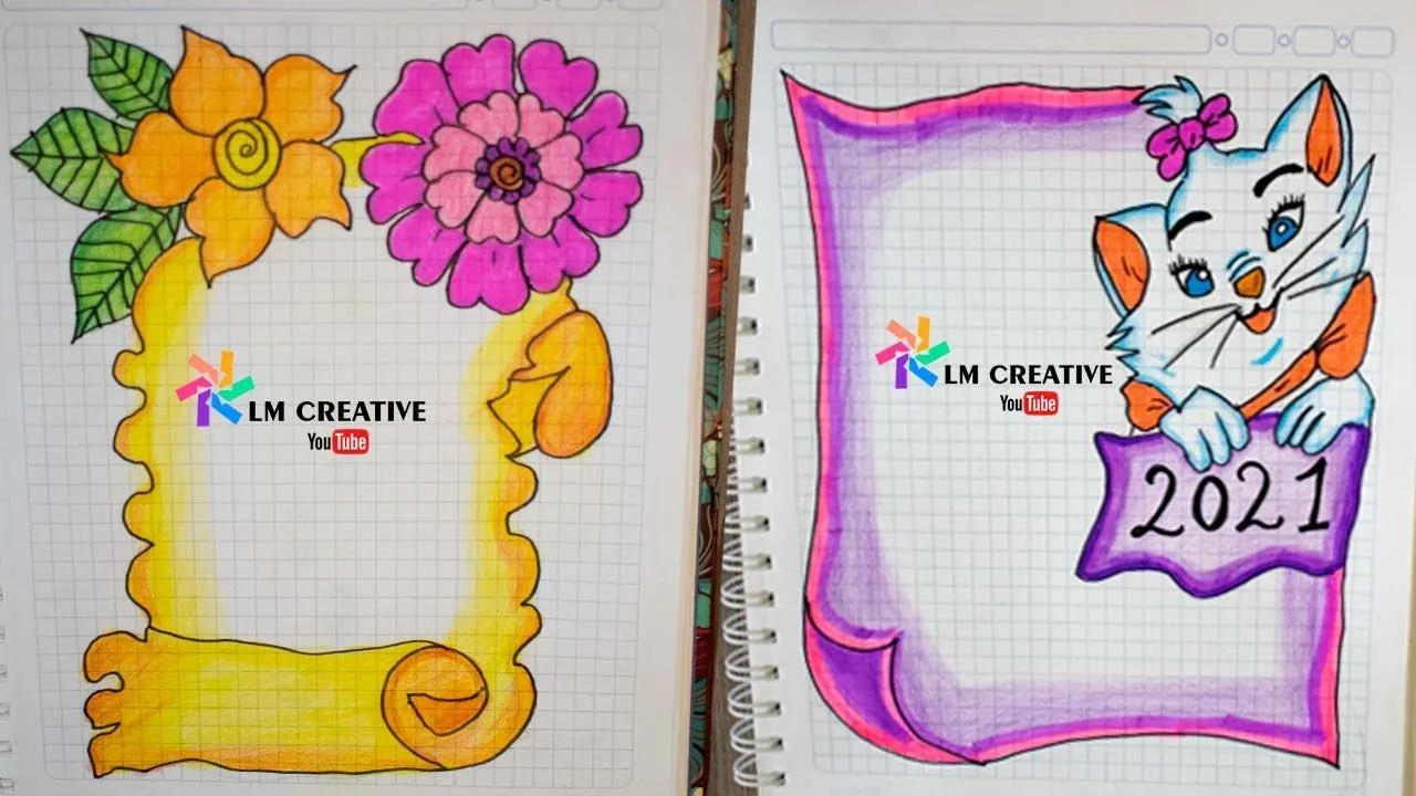 caratulas para cuadernos fáciles y bonitas/ márgenes fáciles - YouTube