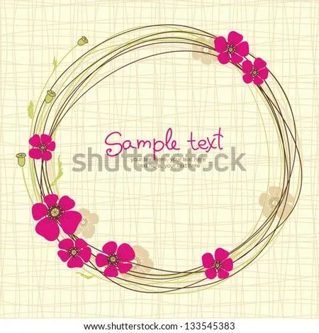 Card With Floral Pattern And Text. Wreath Of Poppy Flowers Stock ... Card With Floral Pattern And Text. Wreath Of Poppy Flowers Stock ...