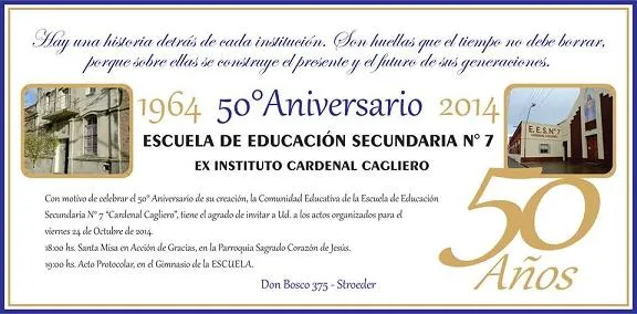 El Cardenal Cagliero se prepara para festejar sus 50 años | INFO ... El Cardenal Cagliero se prepara para festejar sus 50 años | INFO ...