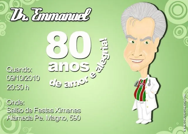 Caricatura e Companhia: Convite de 80 anos com caricatura: Dr ... Caricatura e Companhia: Convite de 80 anos com caricatura: Dr ...