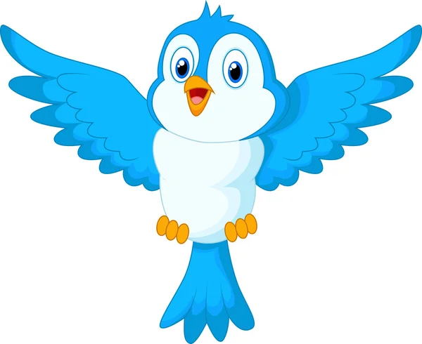 Caricatura lindo pájaro azul volando — Vector stock © tigatelu ...