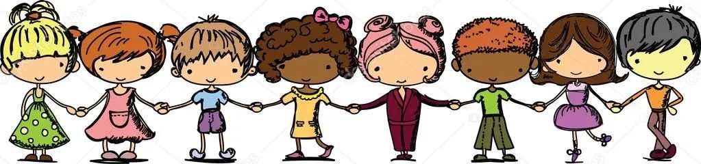 Caricatura a lindos niños tomados de la mano — Vector stock ... Caricatura a lindos niños tomados de la mano — Vector stock ...