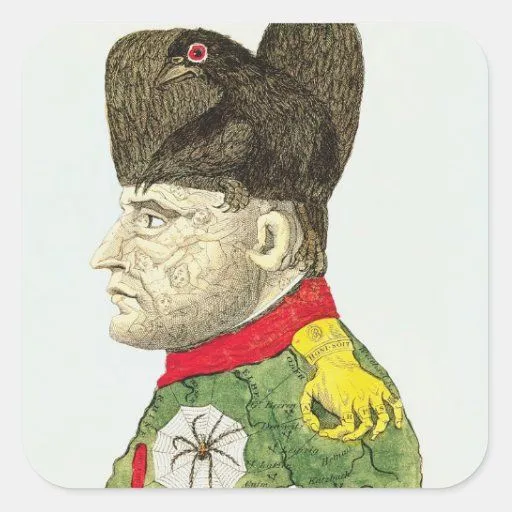 Caricatura de Napoleon Bonaparte Calcomania Cuadrada Personalizada ... Caricatura de Napoleon Bonaparte Calcomania Cuadrada Personalizada ...
