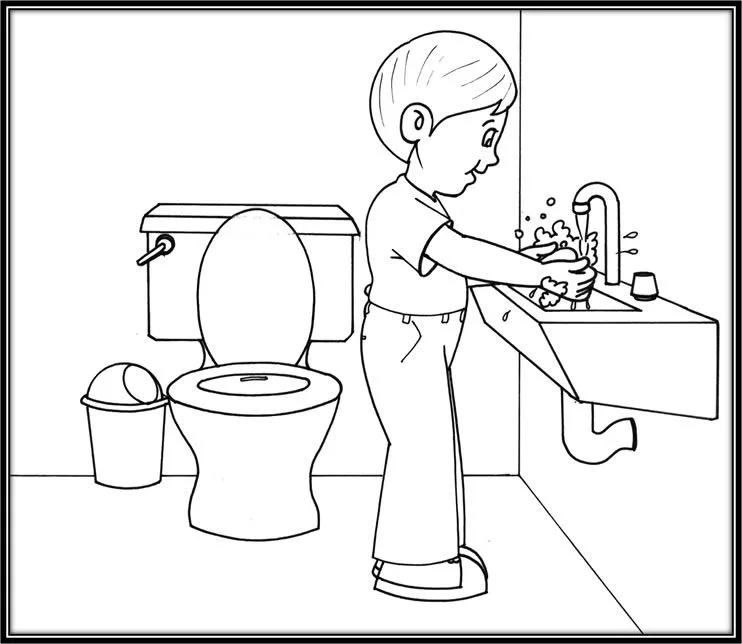 Caricatura de niño lavandose las manos - Imagui