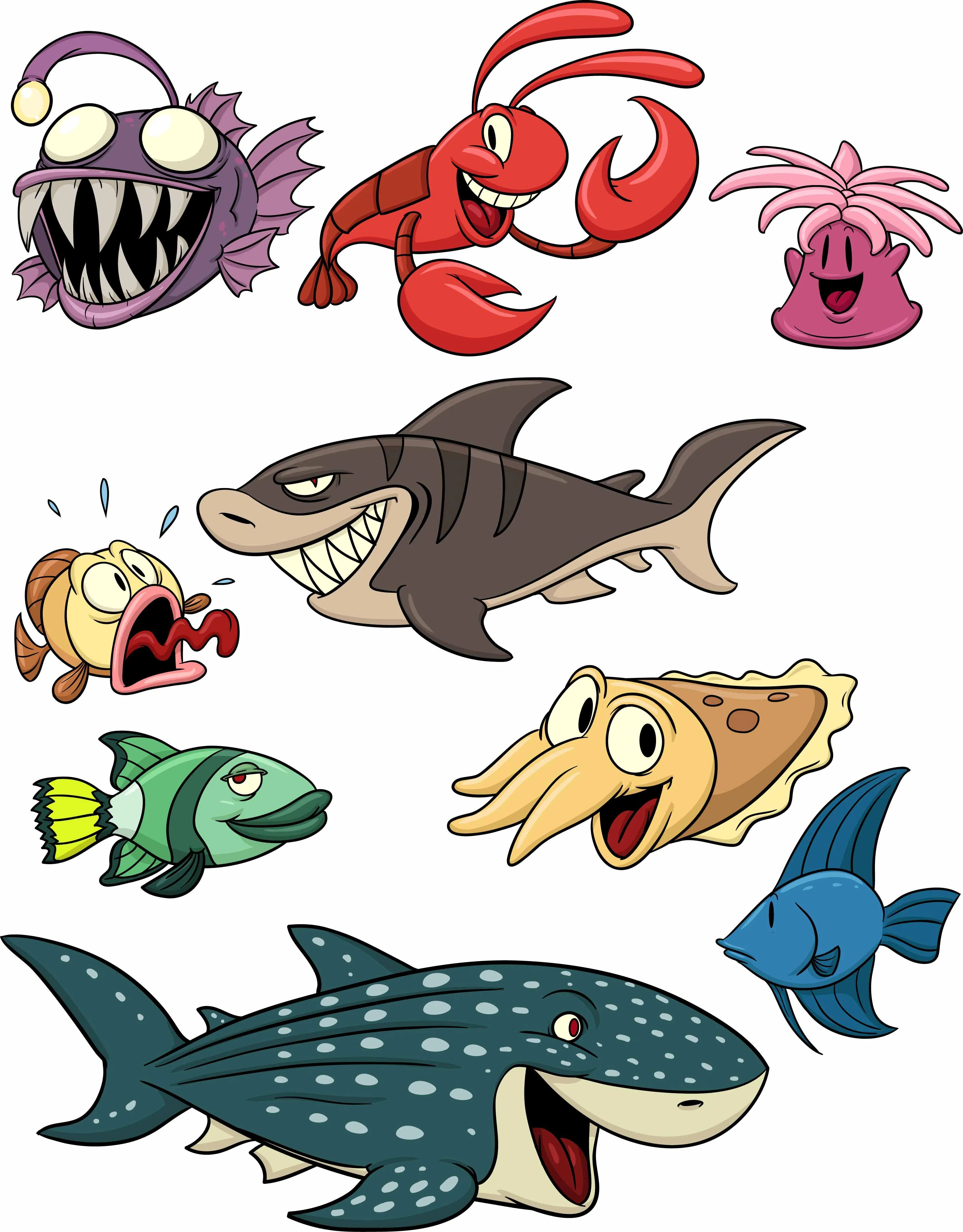 Animales marinos caricatura - Imagui