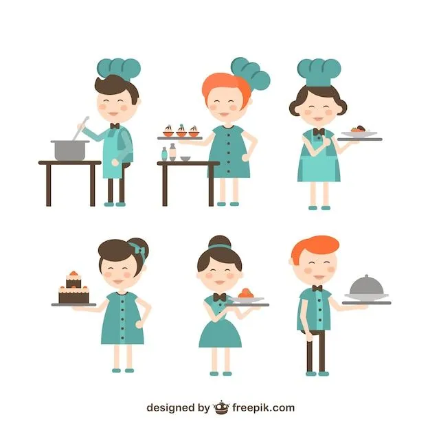 Caricaturas de chefs y camareras | Descargar Vectores gratis