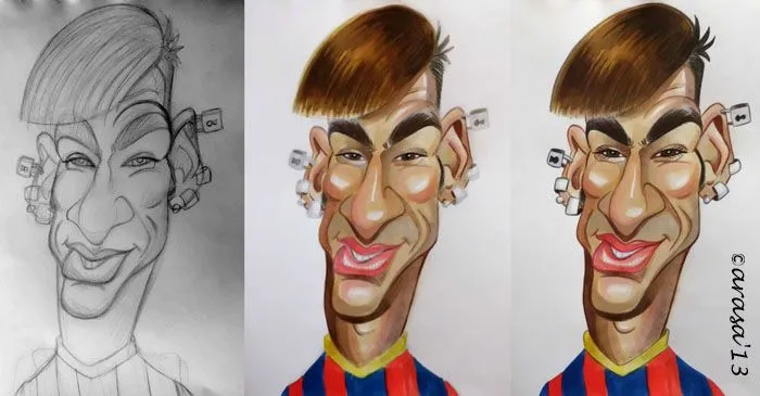 Caricaturas de famosos futbolistas del Barça: Neymar