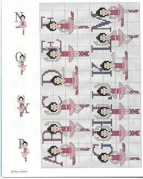 Alfabeto de balletistas para punto de cruz. | Oh my Alfabetos! Alfabeto de balletistas para punto de cruz. | Oh my Alfabetos!