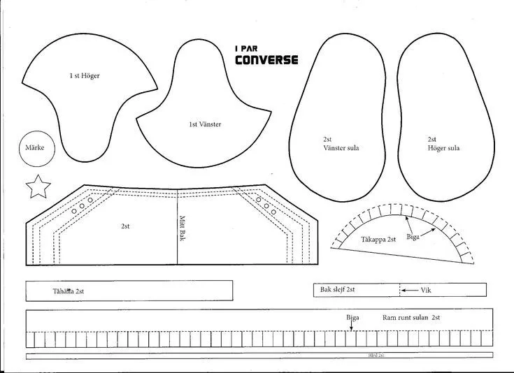 Converse Moldes De Zapatos Para Imprimir Moldes Converse En Foami