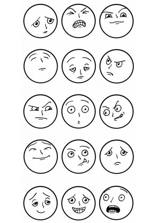 Caras de emociones y sentimientos para colorear - Imagui