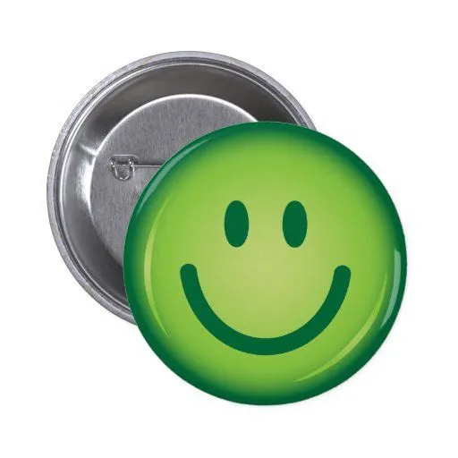 Botón sonriente sonriente verde feliz de la cara pins de Zazzle. Botón sonriente sonriente verde feliz de la cara pins de Zazzle.