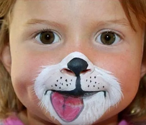 CARITA PINTADA DE UN PERRITO : CARITAS PINTADAS PARA NIÑOS Y NIÑAS