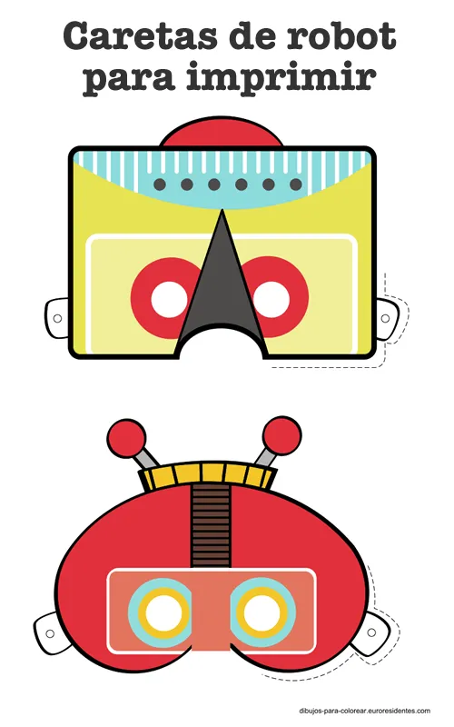 Dibujos para Colorear: Divertidas caretas robot para imprimir Dibujos para Colorear: Divertidas caretas robot para imprimir
