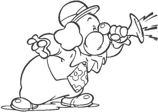 Dibujo Payaso tocando la trompeta | Carnavales | Láminas para ...