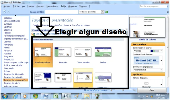 Carolina Vidal: Como hacer tarjetas de presentacion en Publisher