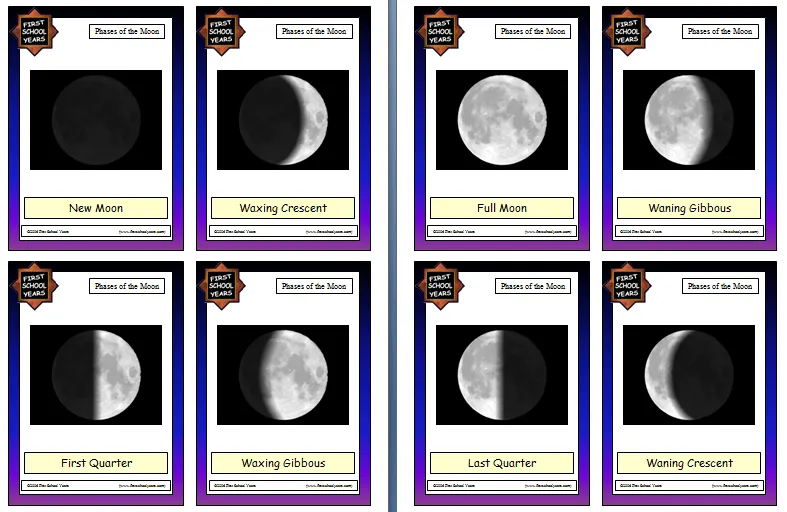 Fases de la luna para niños de preescolar - Imagui